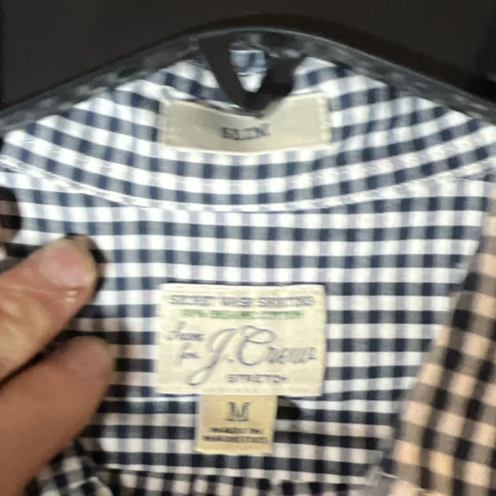 J.Crew Slim‎ Fit Button-Down Shirt Men's M Blue White Check Cotton Long Sleeve